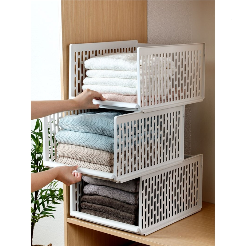 衣柜收纳衣服衬衫分层隔板法耐收纳篮衣橱分格收纳抽屉式收纳柜子