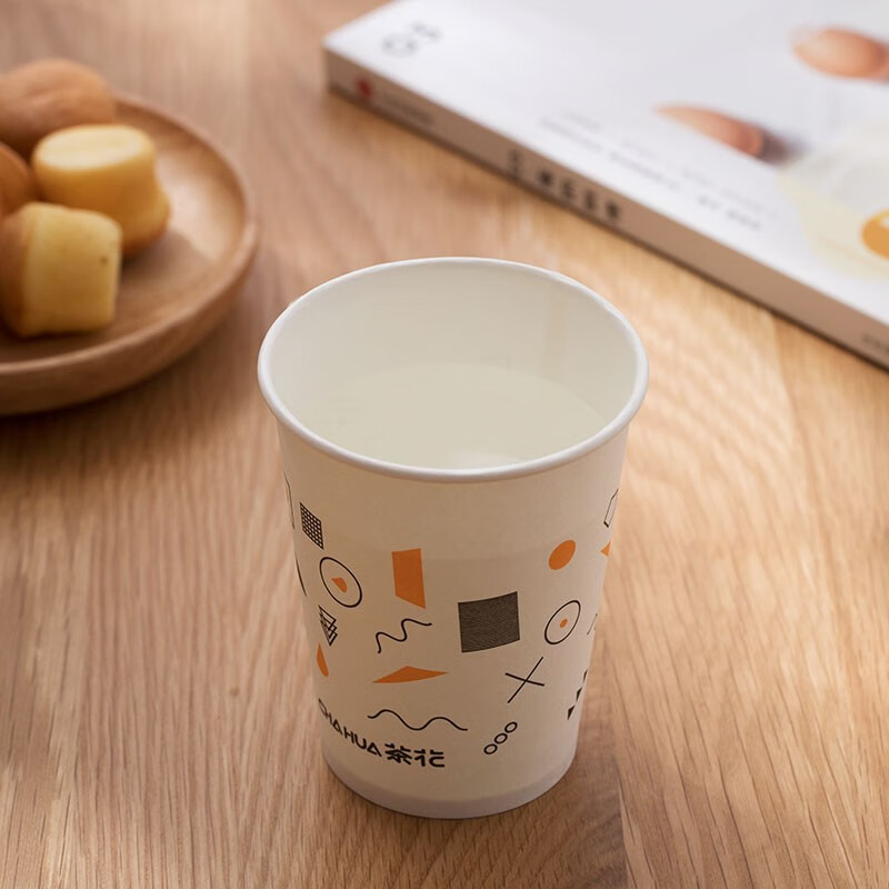 茶花(CHAHUA)一次性纸杯加厚淋膜防漏咖啡杯纸杯子 225ml 40只*2包 3113P[清]高清大图