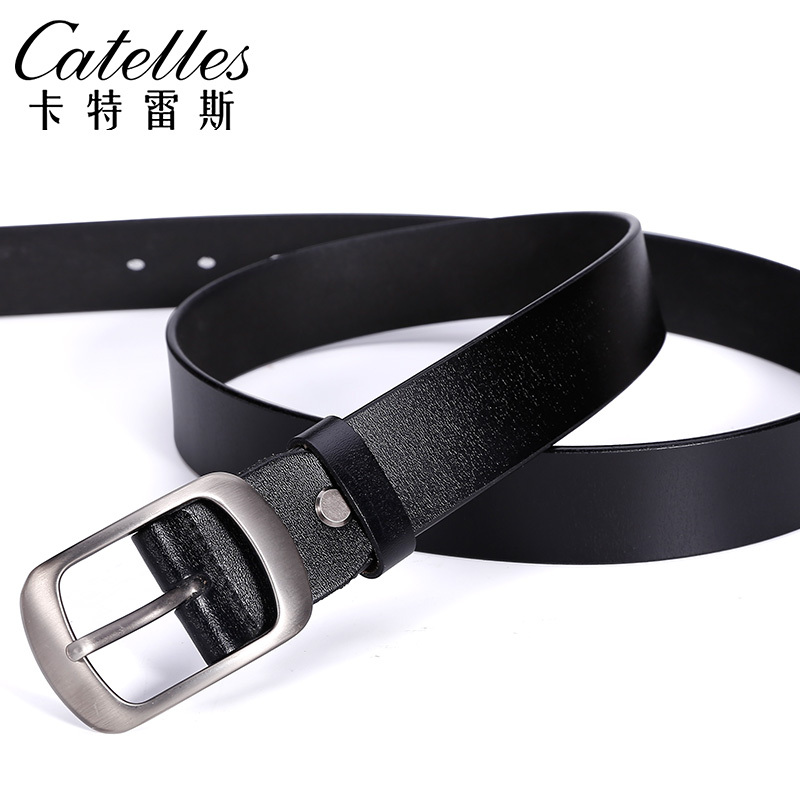 CATELLES皮带女真皮简约百搭时尚复古韩版新款宽腰带裤带软皮
