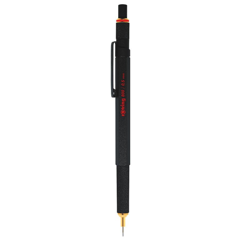 红环(rOtring)自动铅笔 专业绘图工具 金属笔身伸缩笔头800系列 黑色0.5mm黑色礼盒装