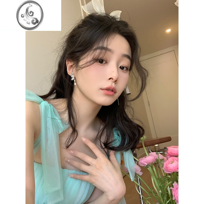 JiMi不对称蝴蝶耳环轻奢小众设计感高级耳钉女冷淡风耳饰无耳洞耳夹