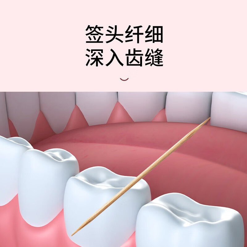 茶花314007一次性双头牙签装便携专用剔牙细家庭装竹签清洁牙齿缝600支高清大图