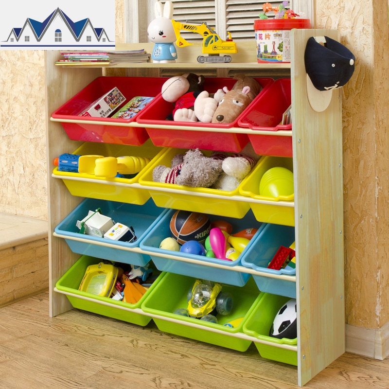 儿童玩具收纳架宝宝书架幼儿园多层置物架子整理架玩具箱柜 三维工匠收纳柜 E款:全实木8大4小玩具架