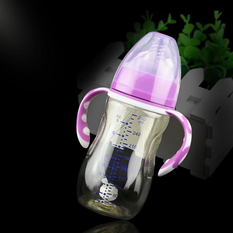 德国原料宽口径PPSU奶瓶硅胶奶嘴宝宝耐摔塑料新生儿防胀气奶瓶 紫色180ml图片