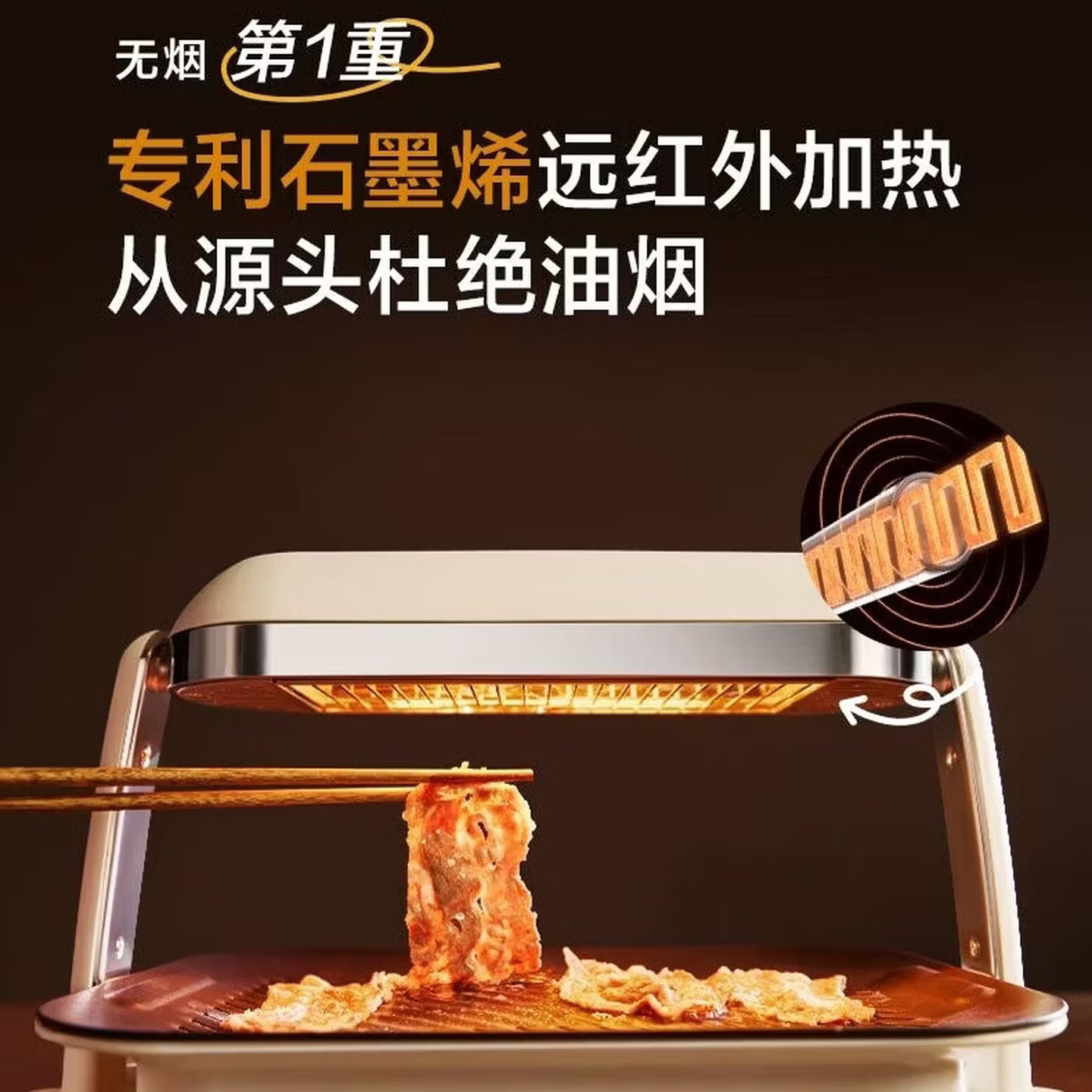 美的(Midea)照烧炉家用烤肉烤串一体机电烤盘烤肉锅电烧烤炉专利石墨烯无油烟扩散烤肉可拆洗P06 1层高清大图