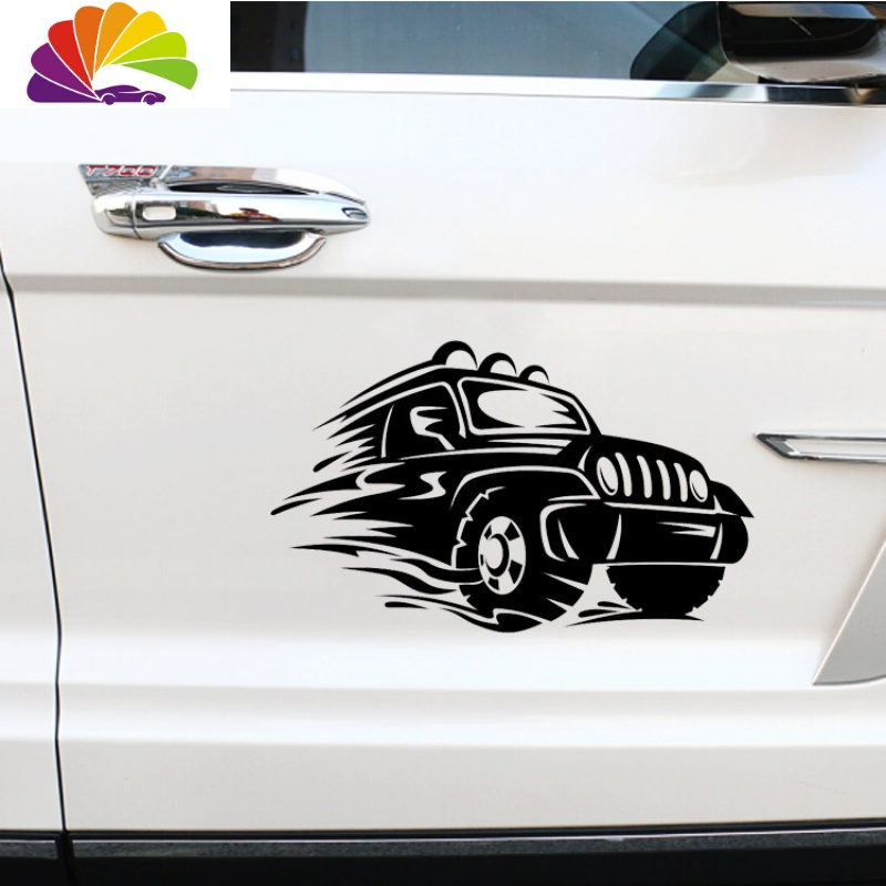 汽车车车尾改装装饰贴 汽车划痕遮挡防水防晒 白色小号越野车[18*30cm