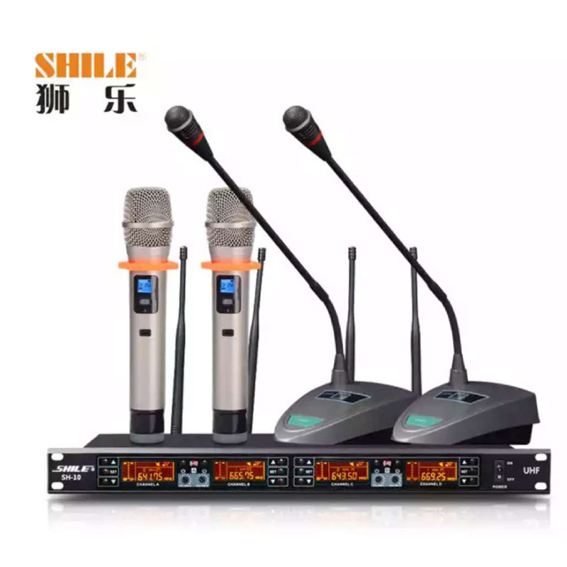 狮乐(SHILE) 无线话筒 9006会议话筒一拖四会议鹅颈手持头戴耳麦领夹培训舞台套装