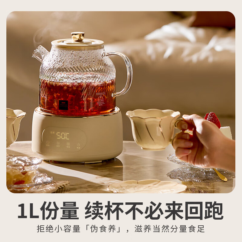 康宁餐具 全玻璃花茶壶1000mL-标准款