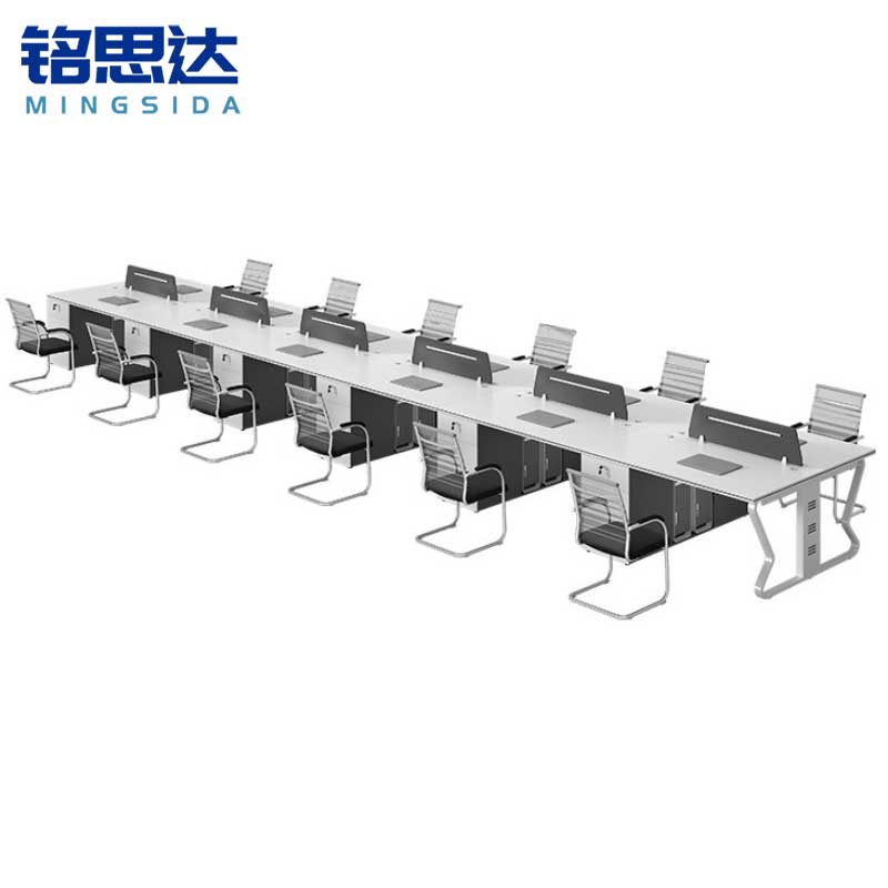 铭思达职员办公桌十二人位含柜椅套高清大图