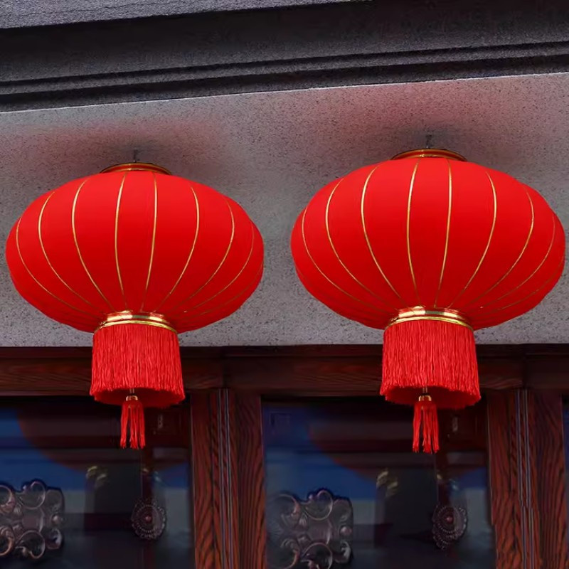 植绒大红灯笼无字 80#红穗子(全红款)+2米LED灯(撑开直径约49cm) 2个装