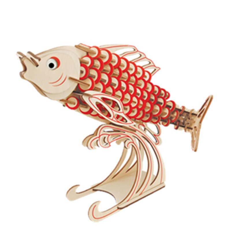 激光版鲤鱼3d图解视频介绍_中国古建筑模型木质立体3d拼图木头手工