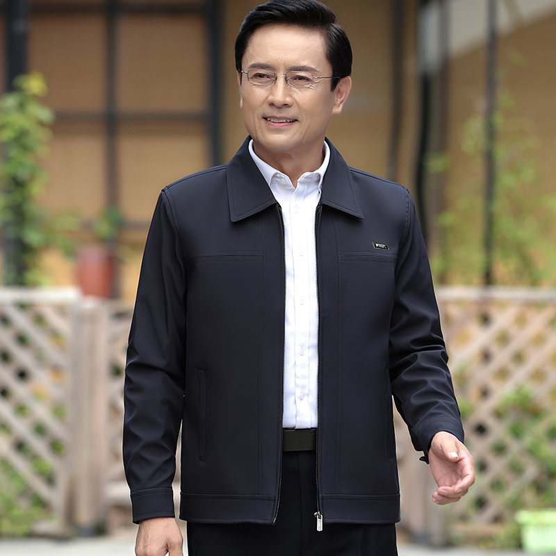 yuansu冬装爸爸外套男秋季中年男士夹克夹棉加厚男装中老年人夹克衫