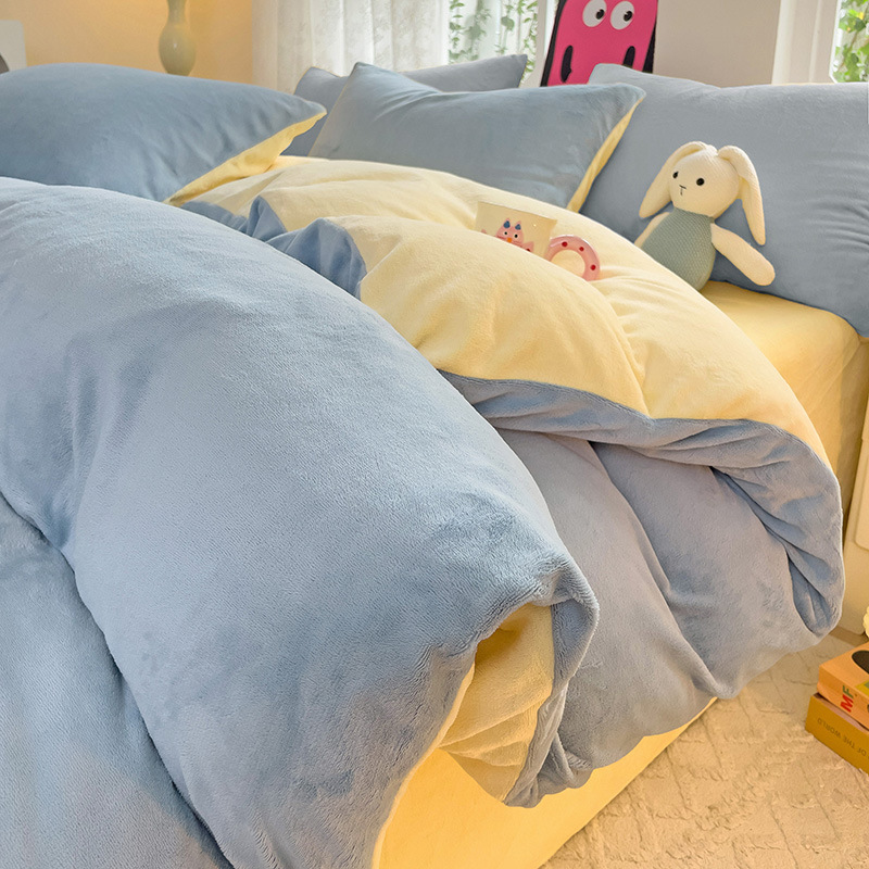 冬季加厚牛奶绒四件套牛奶绒珊瑚绒床单被罩双面法兰绒床上三件套_920