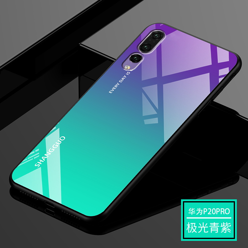 KONEL 华为mate40/30/20x 5G/20pro+手机壳P30/P20Pro玻璃壳渐变防摔琉璃潮镜面硬保护套高清大图