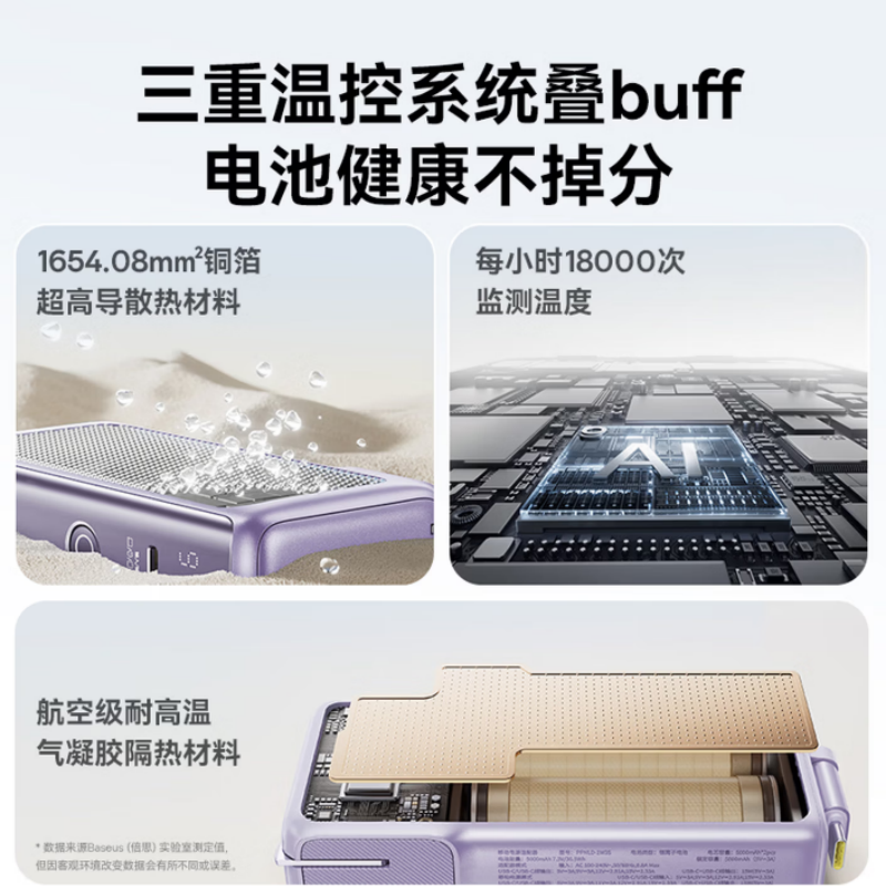 倍思(BASEUS) Nomos NT11 超能充数显移动电源 10000mAh 35W 星云紫(个)高清大图