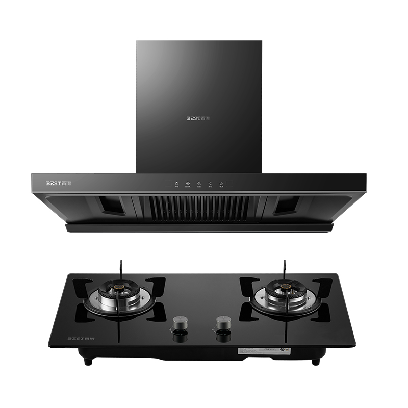 百得(BEST)华帝股份烟灶套装JDC03+AQ11 24m³小金刚三腔吸油烟机三腔三吸 直吸速排5.2kW大火力天然气高清大图