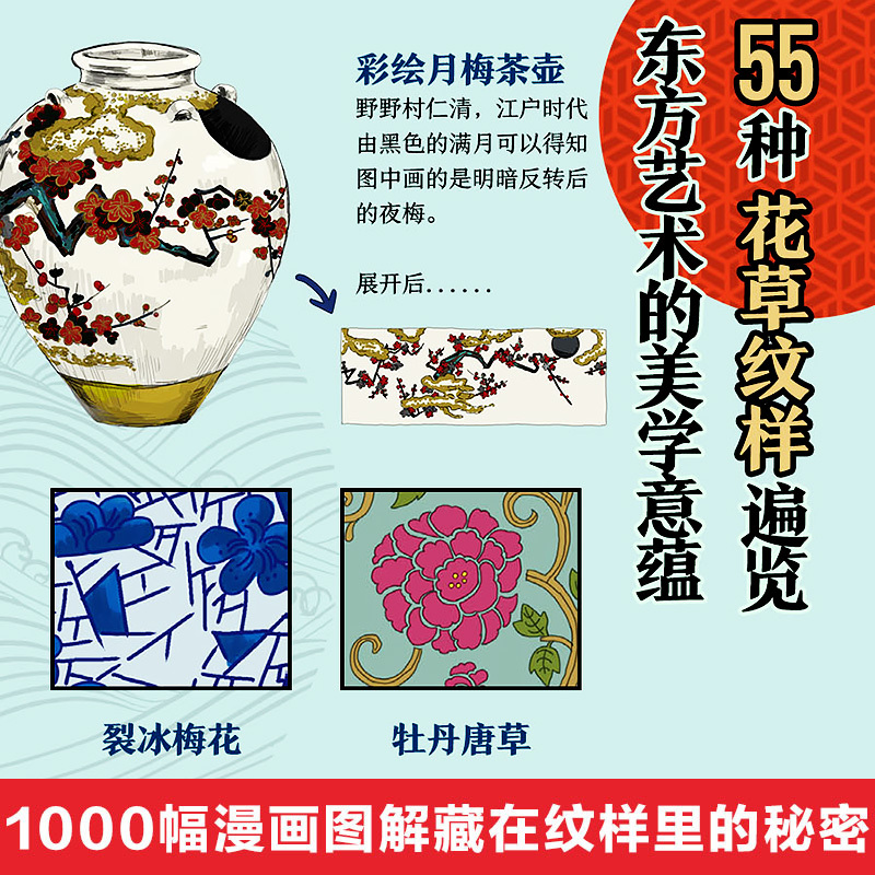[醉染正版]纹样物语 日本纹样大全 日式奈良平安江湖明治时代和服植物动物花草樱花瓷器家具自然生活服饰趣味宫殿神兽纹样图鉴