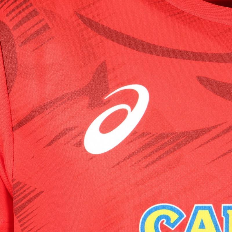 Asics男士吸湿速干排汗V红 volley t恤运动训练比赛短袖上衣
