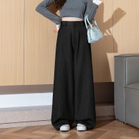 唐狮春季新款女休闲裤宽松破缝阔腿长裤直筒显瘦百搭裤子