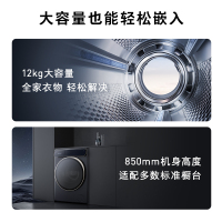 石头洗衣机 分子筛洗烘一体机H1 洗烘一体家用12kg公斤大容量滚筒全自动洗衣机-太空灰