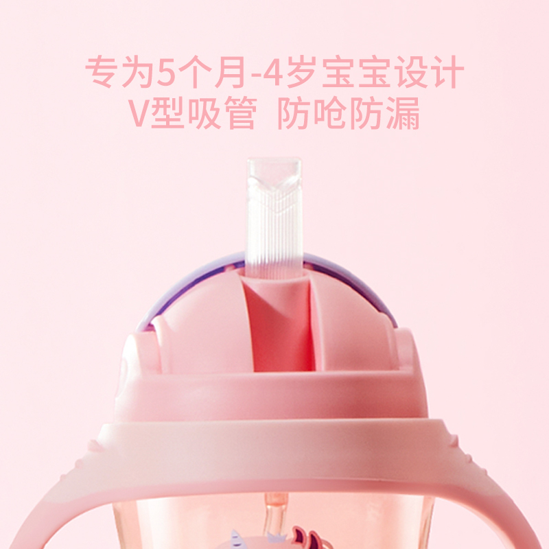 悟童学饮杯PPSU婴幼儿童水杯带吸管便携防漏防呛可爱宝宝喝水杯子