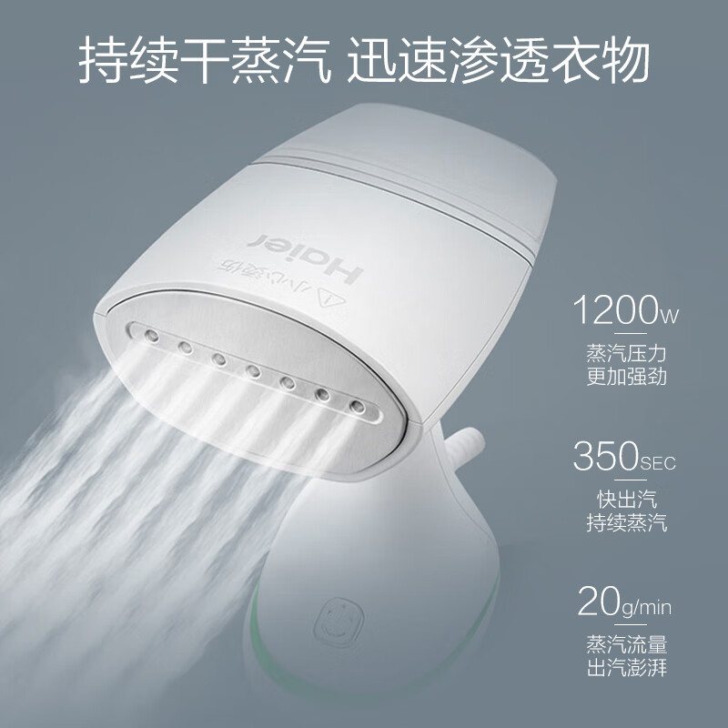 海尔(Haier)手持挂烫机家用熨烫机蒸汽电熨斗旅游出差便携式小型干湿双熨熨衣机礼物礼品HY-GW1001 干烫/蒸