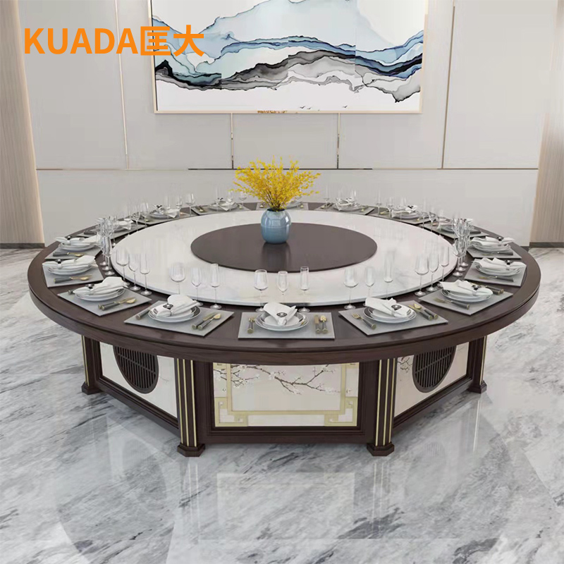 匡大 餐桌实木餐桌 圆餐桌2米手动餐桌KDT915高清大图