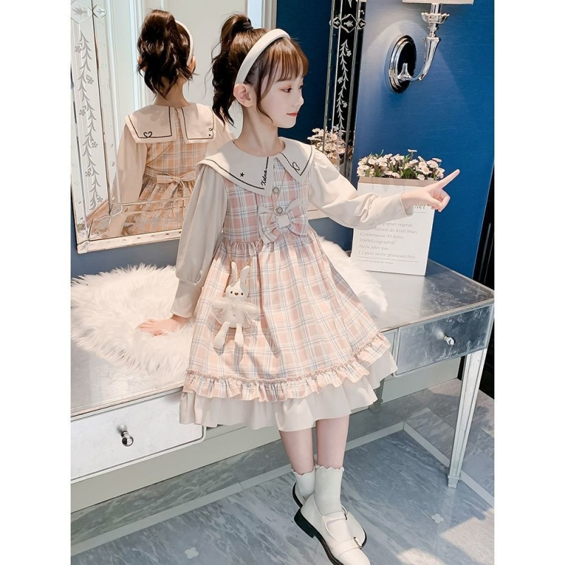 女童春装连衣裙新款儿童洋气春秋假两件小女孩春秋时髦学院风