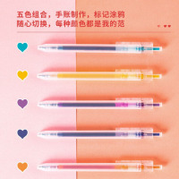 得力 33516 0.5mm彩色中性笔套装 按动子弹头签字笔荧光笔 糖果5色