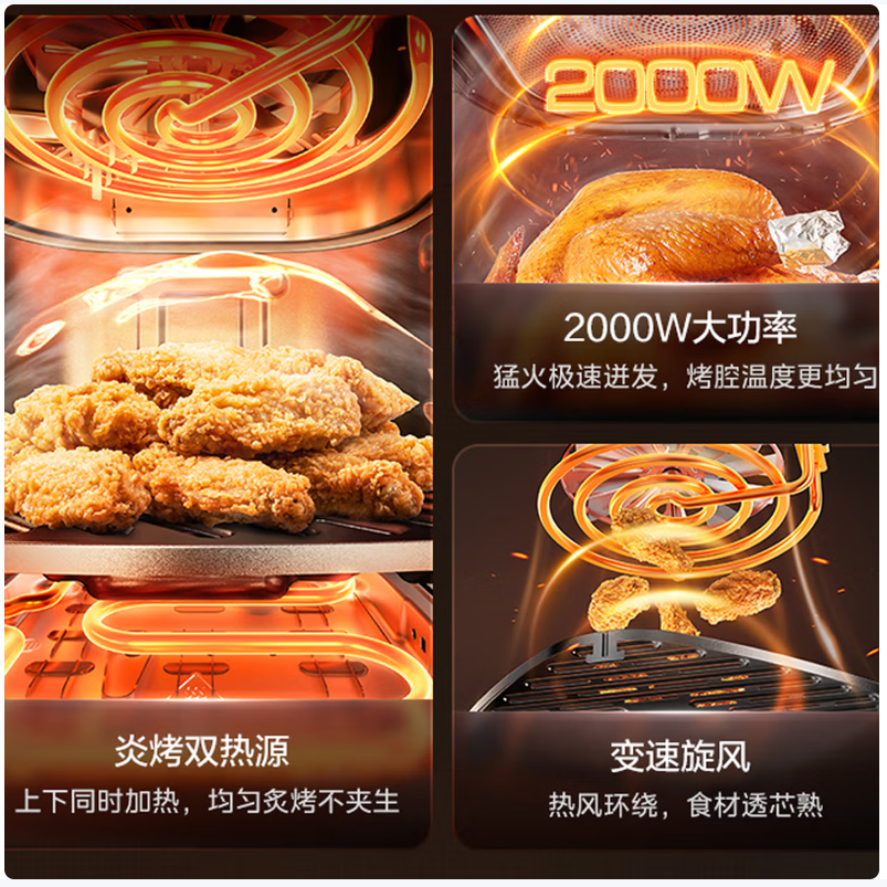 美的智能可视电炸锅大容量低油空气炸健康烹饪不沾内胆多功能厨房神器高清大图