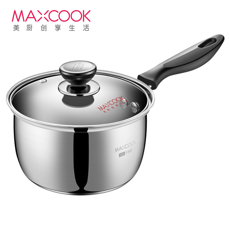 美厨(maxcook)奶锅 304不锈钢奶锅汤锅16cm 泡面煮奶辅食锅 加厚复合底 燃气炉电磁炉通用