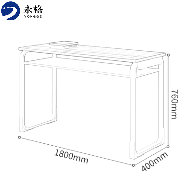 永格学校课桌椅员工培训桌学生桌阅览桌长条桌会议桌1800*400*750双层1桌2椅