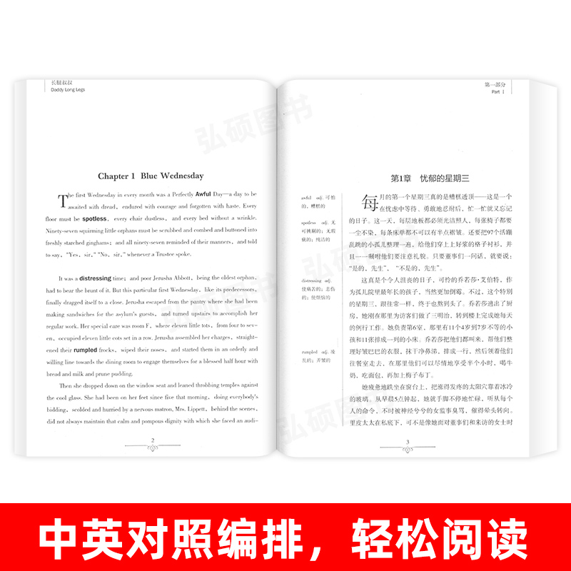 [正版]读名著 学英语 长腿叔叔 英汉双语读物英语书籍名著双语版英语名著阅读课外读物小学初中英语读物中英双语读物 长腿高清大图