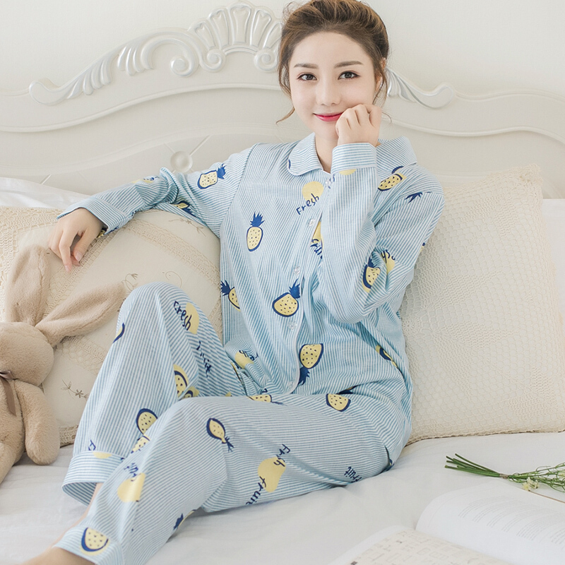 棉质长袖甜美开衫套装清新少女韩版学生薄款家居服671款式长袖开衫