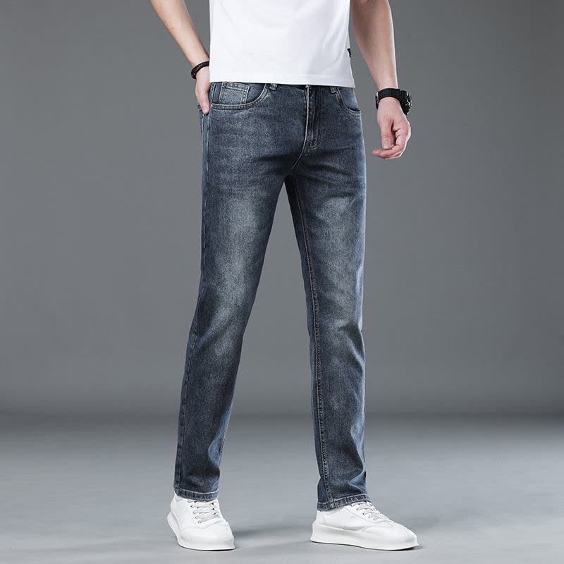 金盾(KIN DON)秋冬款厚款牛仔裤男直筒修身裤冬天纯棉男裤新款休闲裤潮流男士长裤子图片