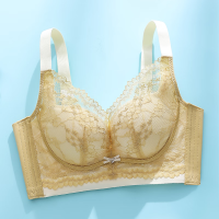 浪莎内衣女小胸聚拢中厚杯无钢圈文胸蕾丝收副乳透气胸罩 青柳绿 34/75AB 38/85AB 稻草黄