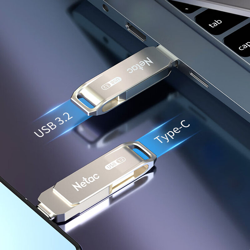 朗科 多功能接口U盘 便携高速传输 Type-C+USB3.2 US15-128G 银色1个