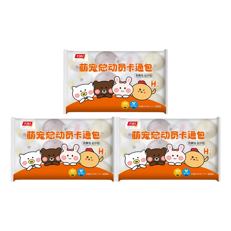 千味央厨卡通包便捷快手上锅即蒸速冻锁鲜萌宠型*3袋