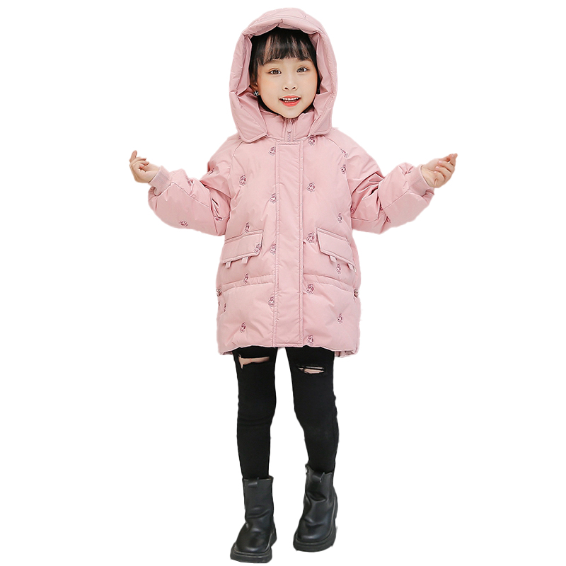 史努比(SNOOPY)儿童女小中童外穿羽绒服冬季外套刺绣花羽绒服HL-21086