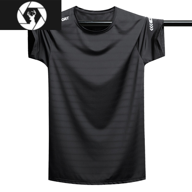 hongzun夏季薄款速干衣大码短袖运动篮球肥佬t恤男士加肥加大心领半袖