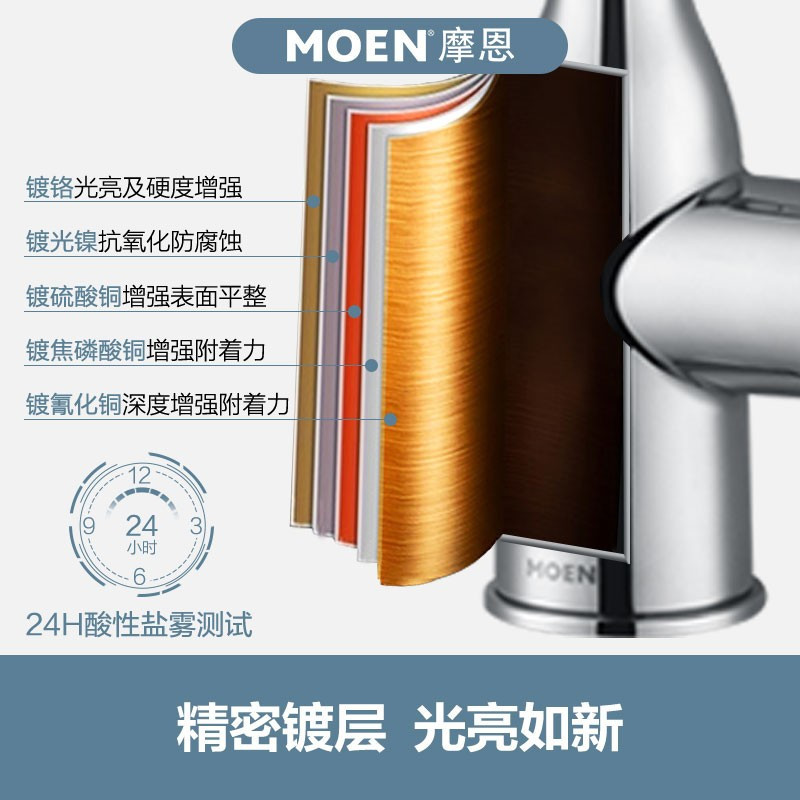 摩恩 冷热水龙头抽拉式灵活可旋转防溅水槽洗菜盆洗碗盆厨盆厨房龙头68002