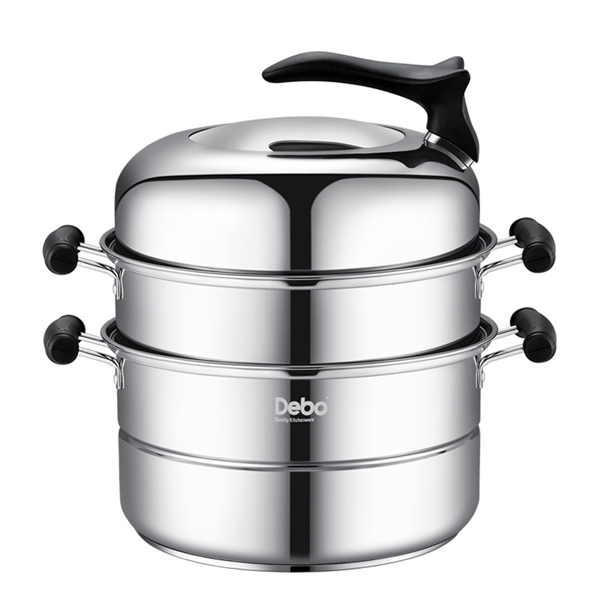 德铂(debo) 蒸食430不锈钢蒸锅三层28cm加厚复底家用多层大蒸锅蒸笼