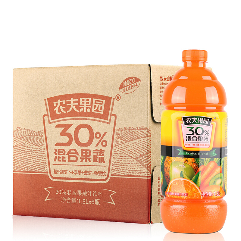农夫果园30%番莓混合果蔬汁1.8L (6瓶)