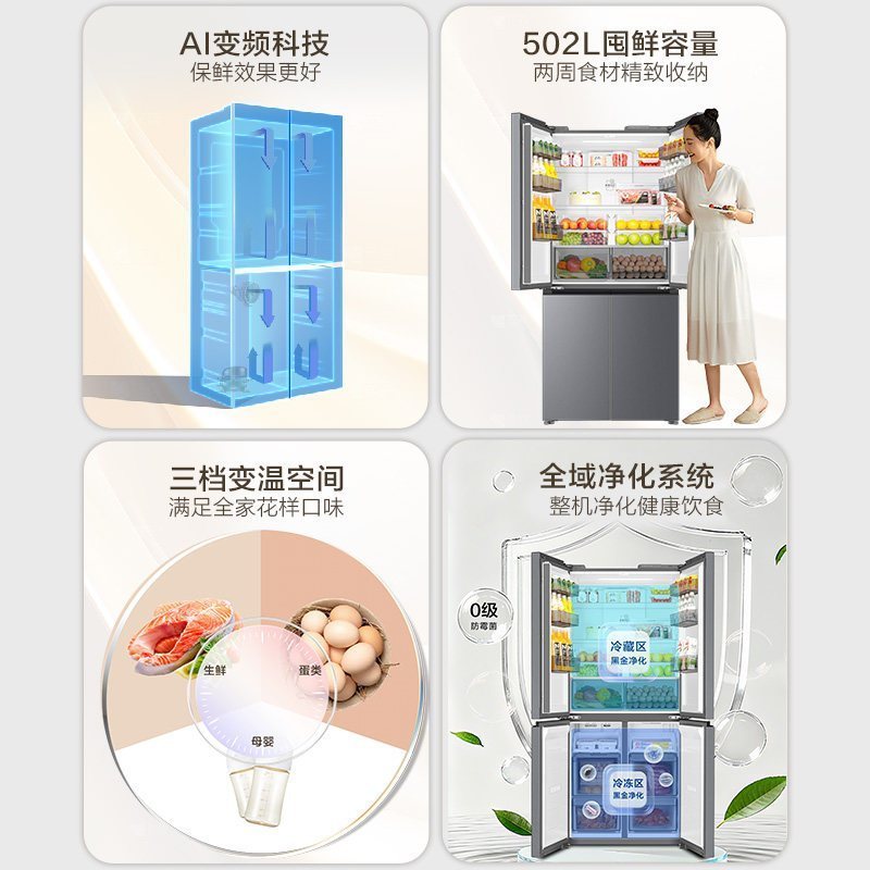 海尔十字对开门冰箱BCD-502WGHTDEDG7U1 502升大容量高清大图