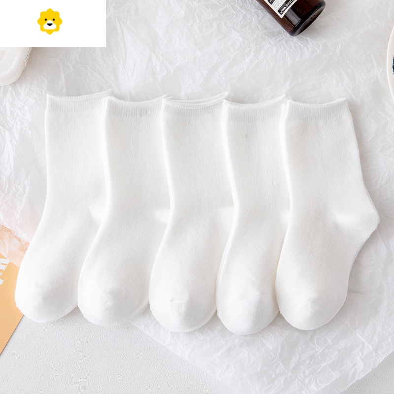 喻娄儿童白色袜子春秋季学生男童宝宝透气女童夏季薄款中筒袜