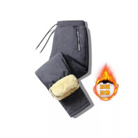 加绒棉裤男士特厚保暧长裤运动休闲羊羔绒特厚裤 3XL【150-170斤】 黑色羊羔绒直筒裤