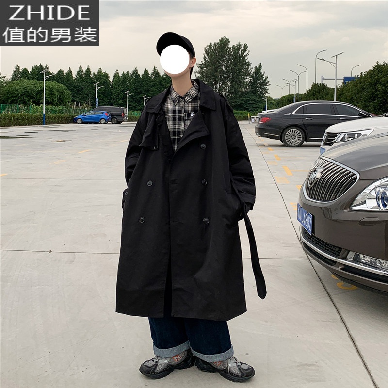 SUNTEK风衣男中长款秋季韩版帅气潮牌大衣宽松大码痞帅工装休闲夹克外套风衣