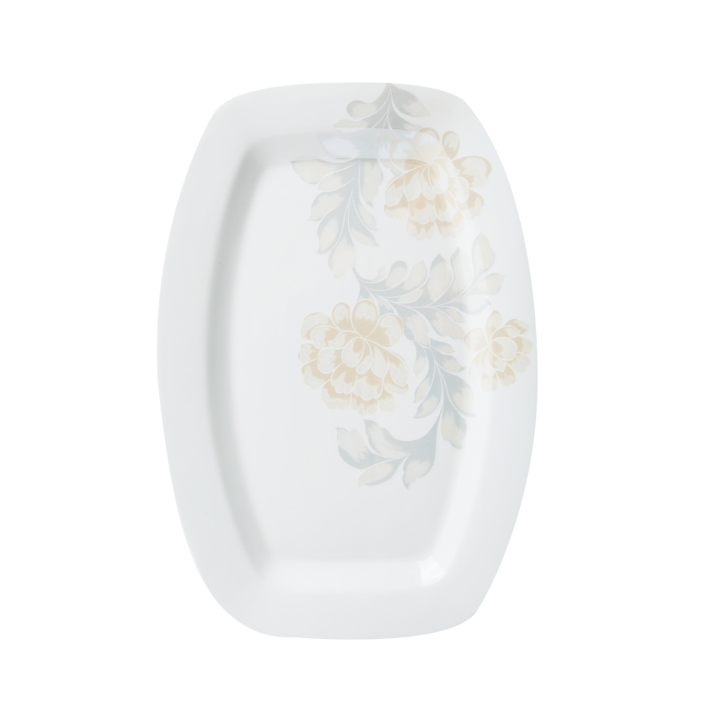 瓷物语骨瓷餐具套装DIY搭配面碗/碗盘勺/汤碗/ 可微波 自由组合清雅名媛12英寸方鱼盘