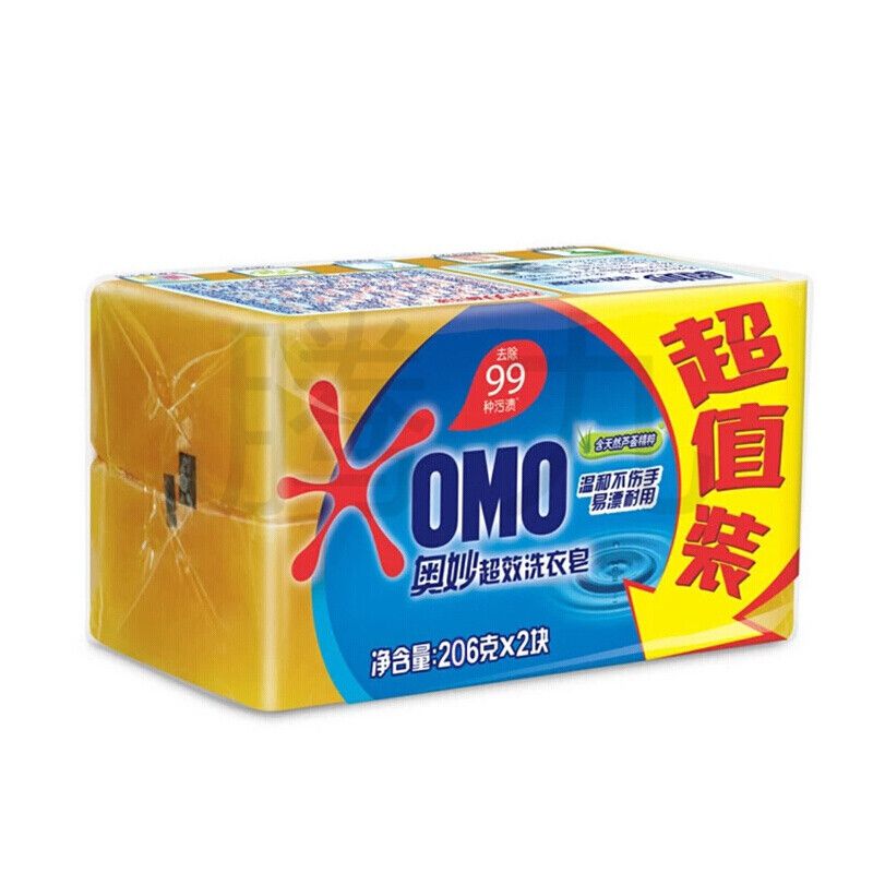 奥妙(OMO)99超效洗衣皂 清新除菌肥皂 206g (20块/组)高清大图