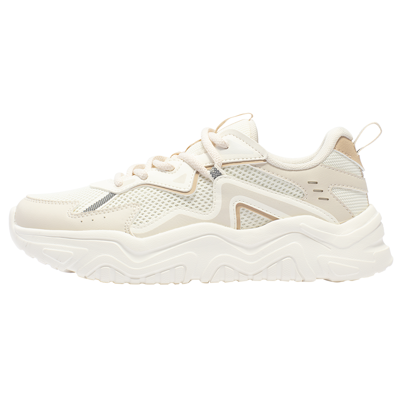 361°运动鞋女网面透气轻便休闲厚底小白鞋老爹鞋子女鞋 羽毛白/燕麦奶 36码